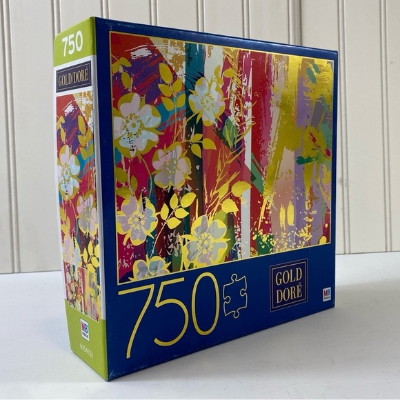 Milton Bradley Puzzle - 750 Pieces Gold Dore - Composition With Wild Roses- New! - Picture 4 of 10